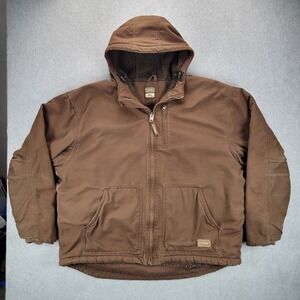 Schmidt Workwear Jacket Mens XXL Brown Sherpa Lined Hooded Full Zip Outdoor